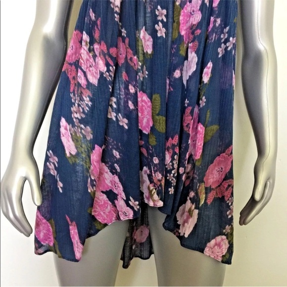 Free People Floral Tunic Top size XSmall Blue - Picture 10 of 15